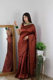 Banarasi Soft Silk Jacquard Border Saree With Unstitched Blouse image 1