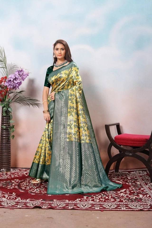 Kanjiwaram Silk With Rich Pallu Traditional Wear Sari With Blouse 11-VF image 12
