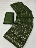 Mehendi Color Georgette Saree image 6