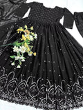 Black Faux Georgette With Embroidery Sequence Work Salwar Kameez Dupatta image 6