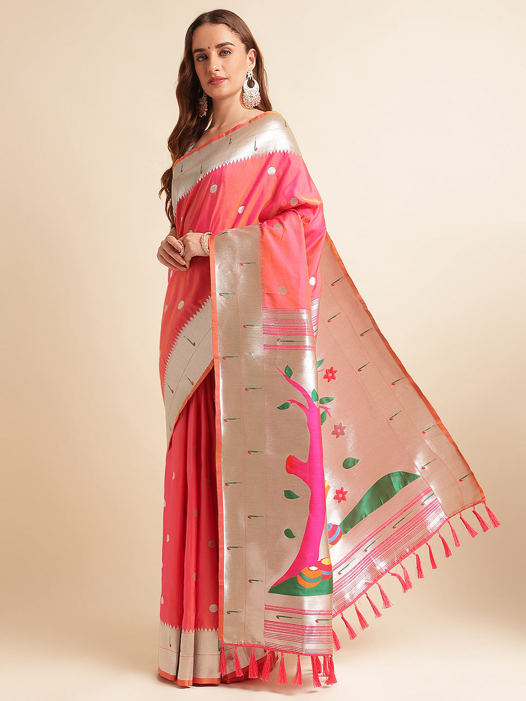 Women's Pure Litchi Silk Saree image 2