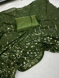 Mehendi Color Georgette Saree image 7