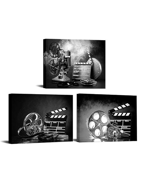 3-Piece Black and White Canvas Wall Art Set – Filmmaking Concept Scene Posters Featuring Classic Film Reels, Perfect for Bar, Home Theater, Pub, or Media Room Decor, Ready-to-Hang, 12x16 Inches Each Paperback bookcover – AVRBOOKS