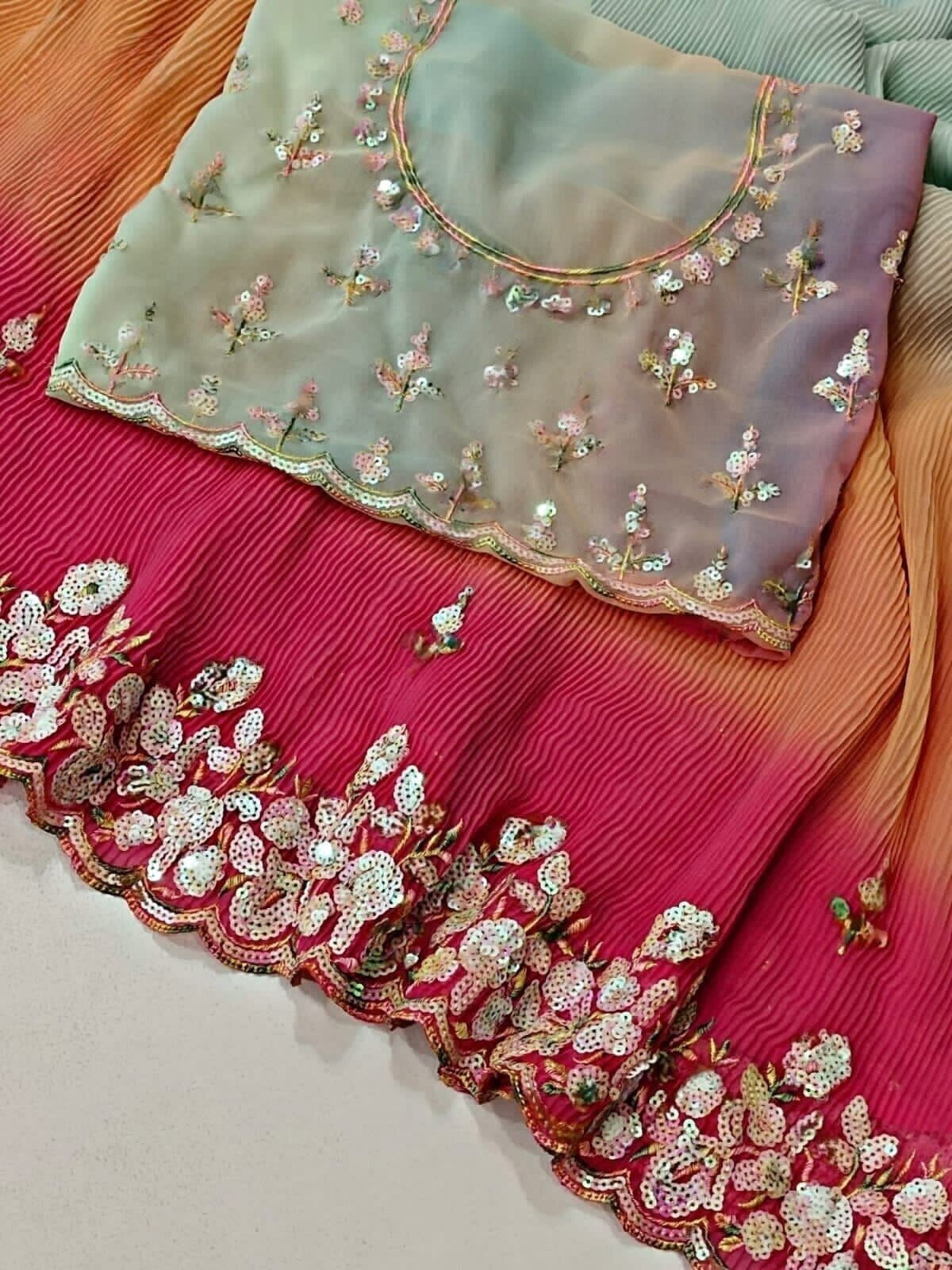 Georgette Multi Color Classic Saree image 7