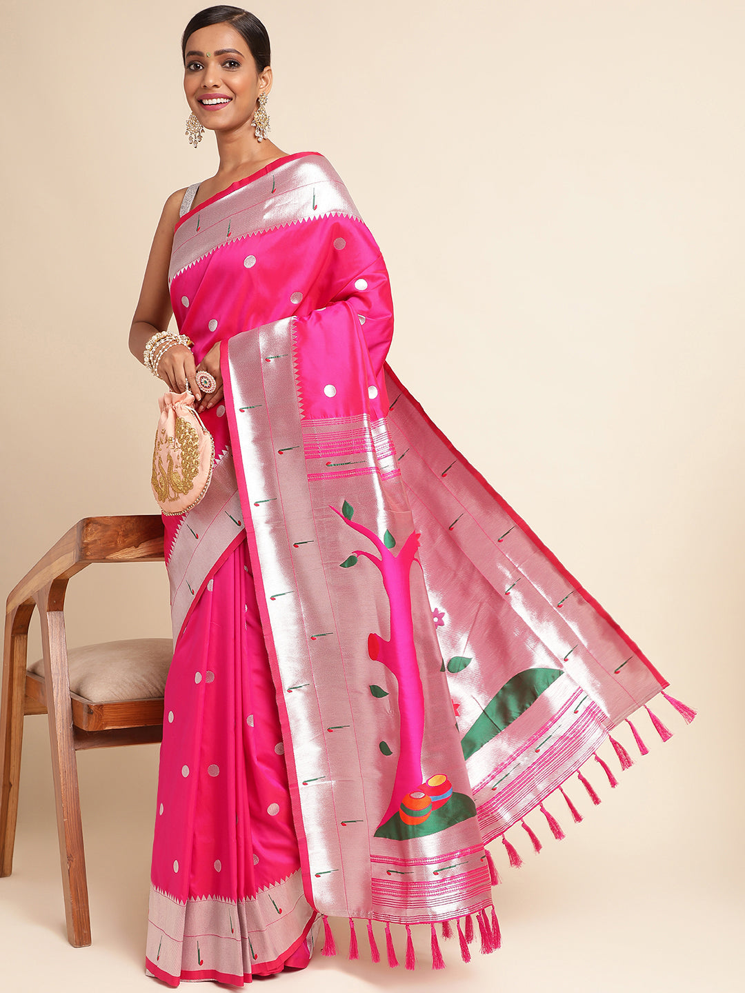 Women's Pure Litchi Silk Saree image 12