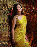 Yellow Georgette With Embroidery Sequence Work Saree image 2