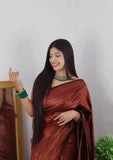 Banarasi Soft Silk Jacquard Border Saree With Unstitched Blouse image 5