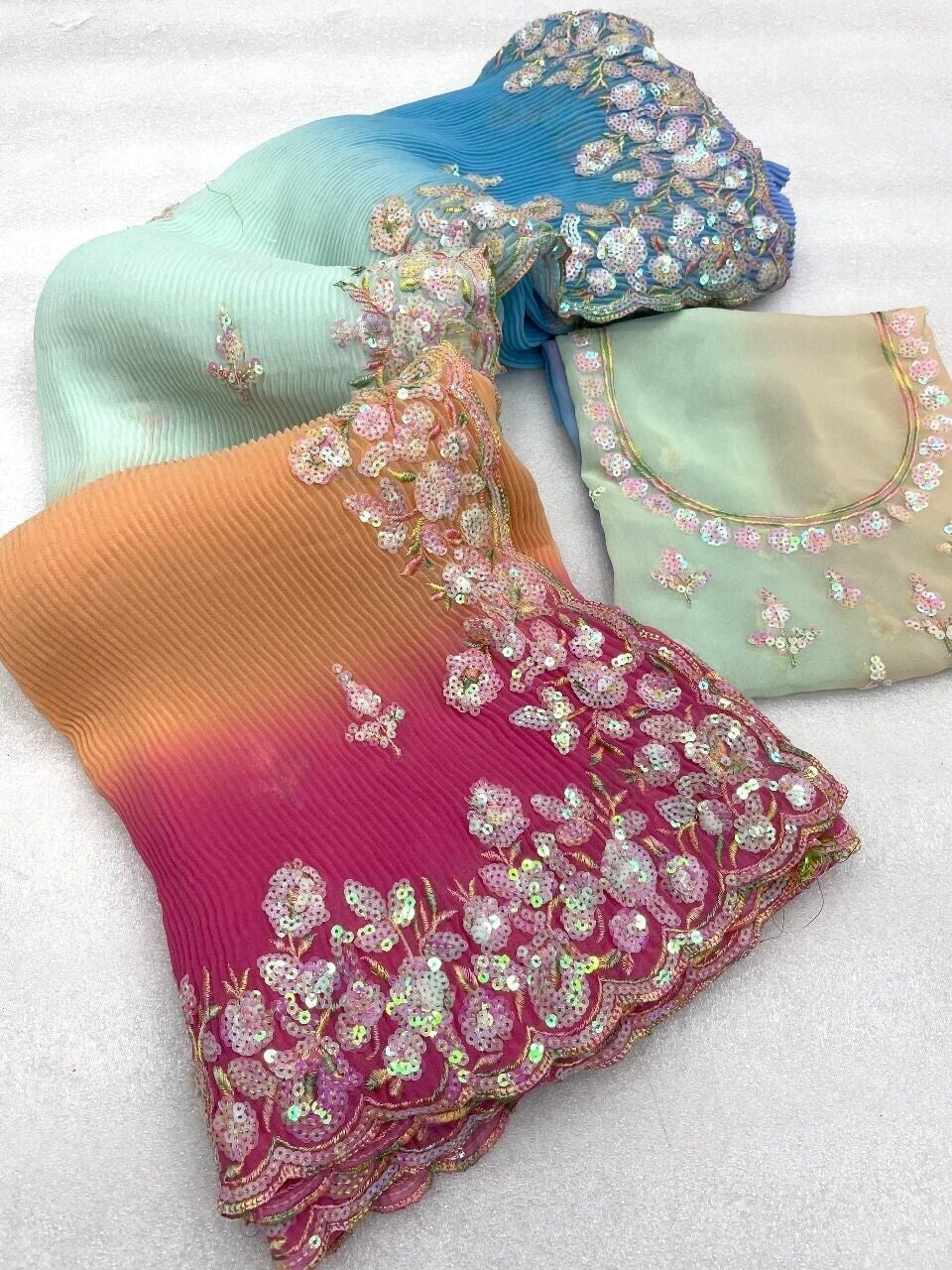 Georgette Multi Color Classic Saree image 8