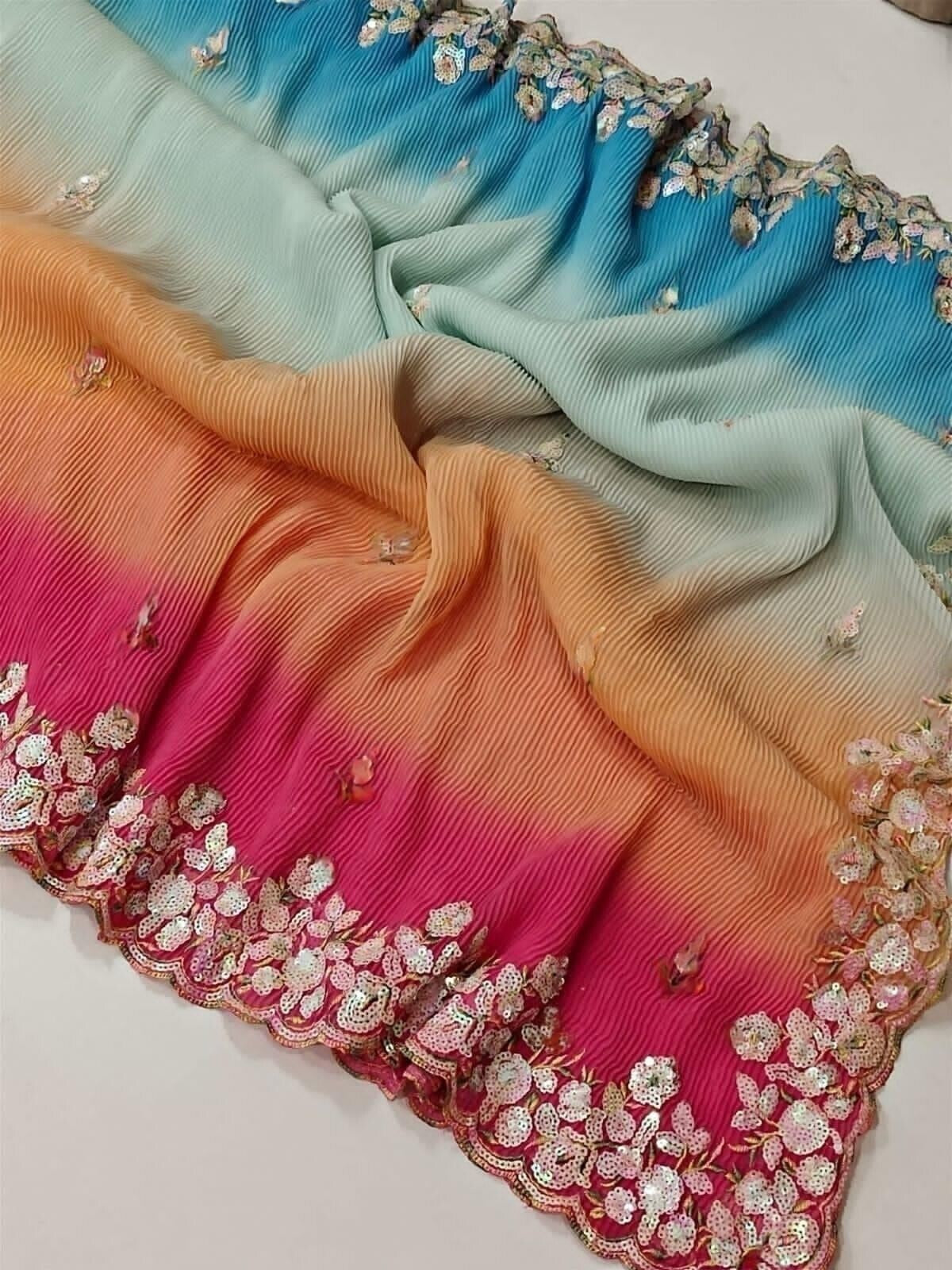 Georgette Multi Color Classic Saree image 9