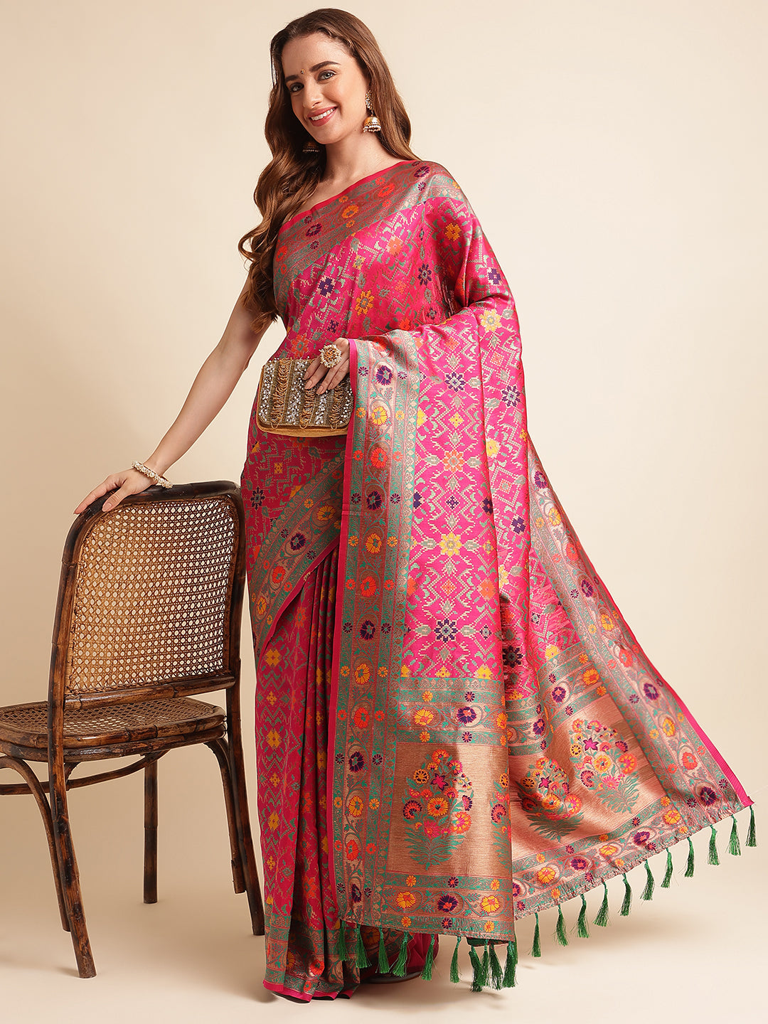 Heavy Banarasi Weaving Silk Saree For Women's image 4