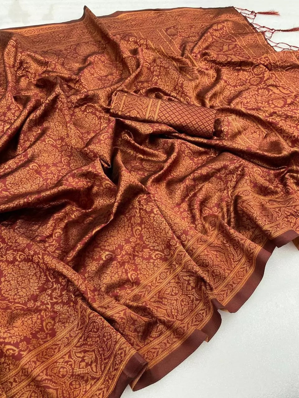 Banarasi Soft Silk Jacquard Border Saree With Unstitched Blouse image 7