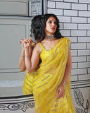 Yellow Georgette With Embroidery Sequence Work Saree image 5