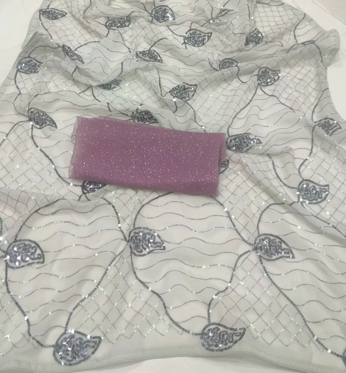 Georgette With Sequence Work Saree With Unstitched Blouse image 4