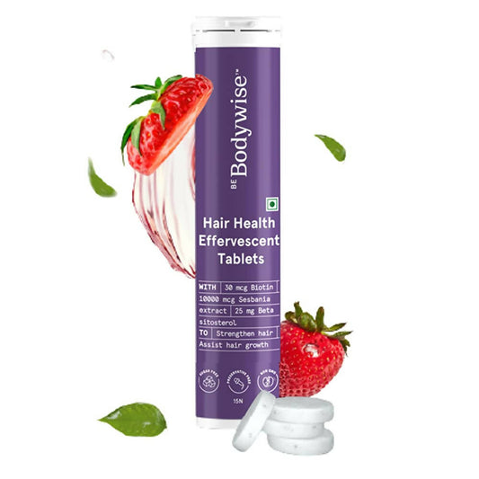 BeBodywise Hair Health Effervescent Tablets for Women -Strawberry -15 tabs image 1