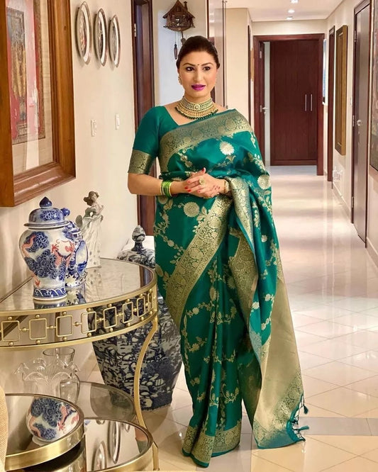 Banarasi Soft Silk Saree With Blouse image 1