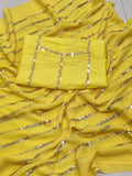 Yellow Georgette With Embroidery Sequence Work Saree image 6