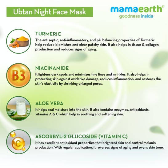 Mamaearth Ubtan Night Face Mask for Glowing Skin - 100 ml image 3