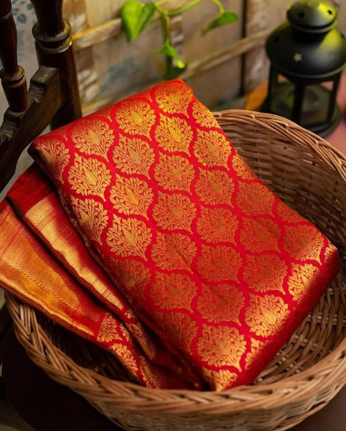 Red Soft Lichi Silk Jacquard Work Saree image 2