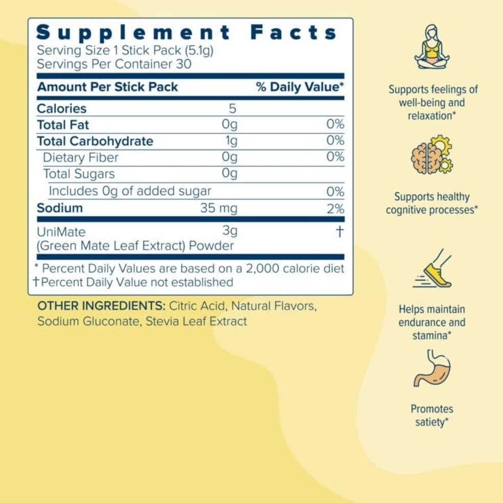 UNICITY Unimate Natural Lemon—Ultra Concentrated Yerba Mate Drink 30 Pack Mix image 3