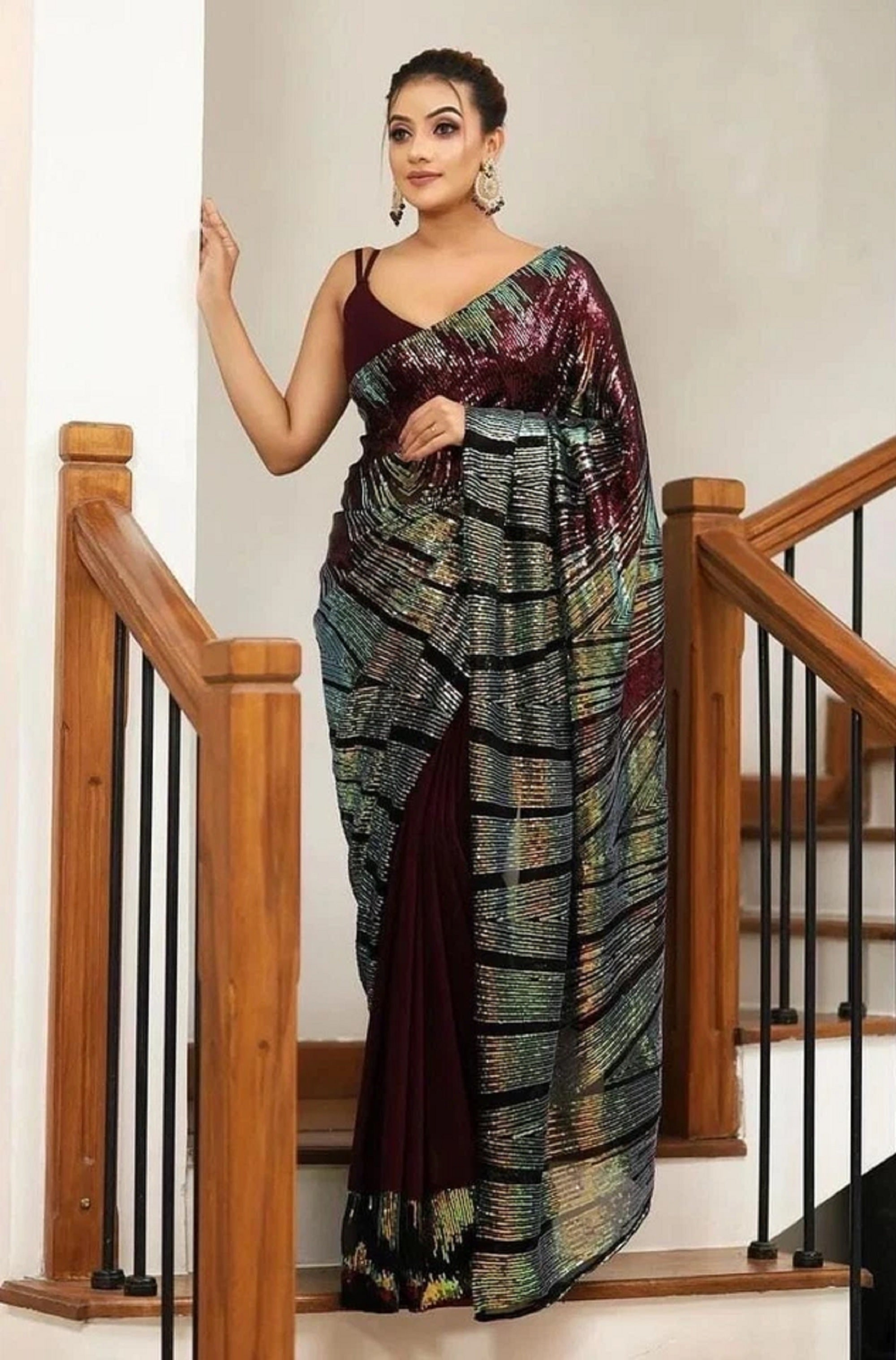 Soft Lichi Silk Saree with blouse image 2