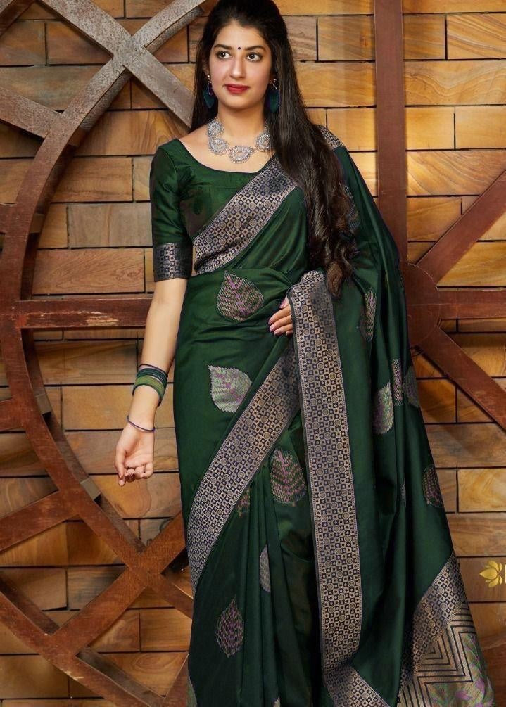 Soft Lichi Silk  Jacquard Border Saree image 2