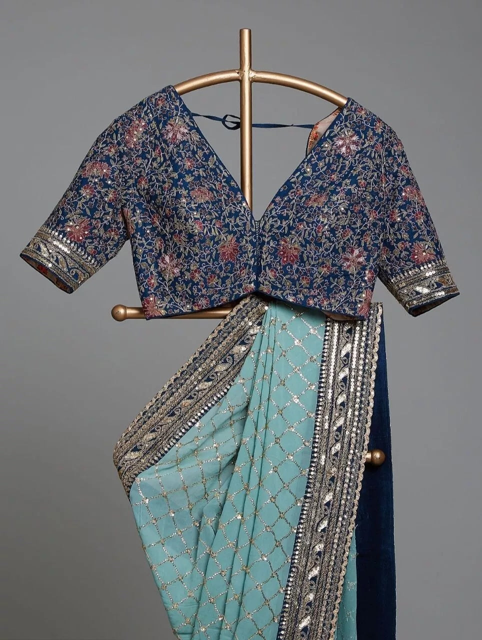 Soft Georgette With Sequence Work Saree & Blouse image 2
