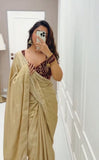Japan Satin With Beautiful Mirror Lace Border Saree With Blouse image 4