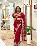 Heavy Georgette Saree,Indian Party Wear Sari Blouse image 2