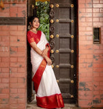 Soft Lichi Silk Saree And Blouse image 2