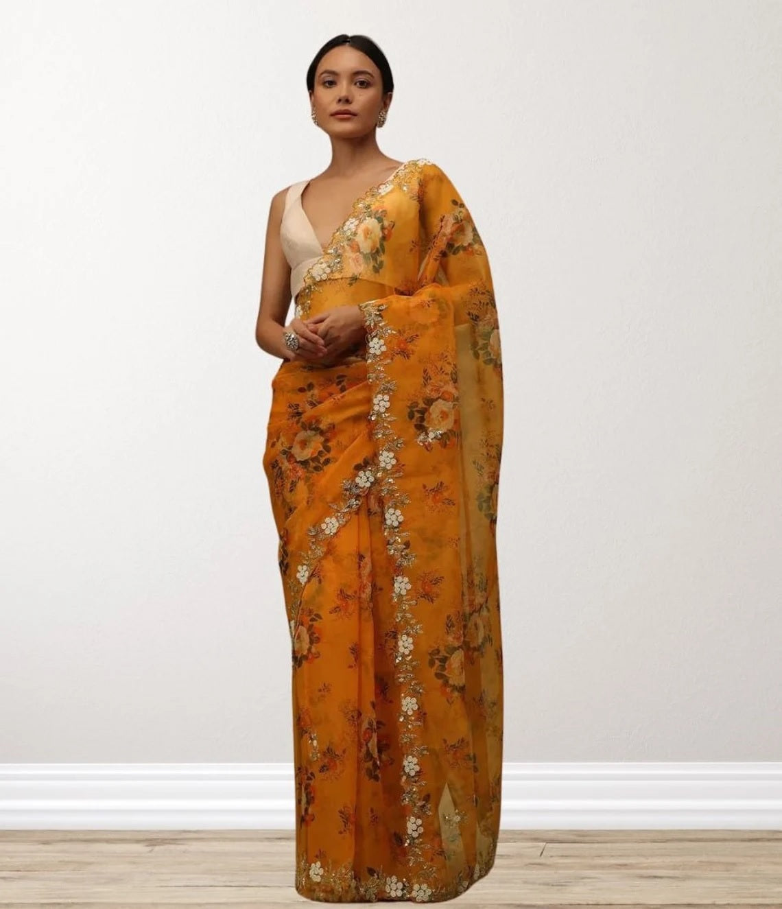 Soft Tabby Organza Saree With Blouse image 2