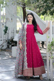 Faux Blooming With Embroidery Zari Sequence Work Long Top Dresses With Dupatta image 1