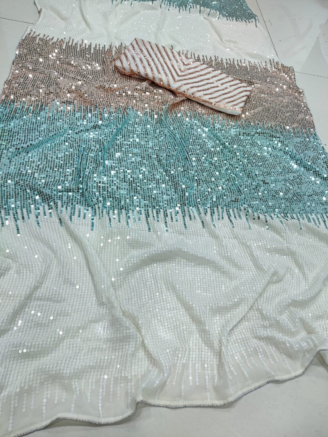 Soft Georgette Sequence Work Designer Saree image 2