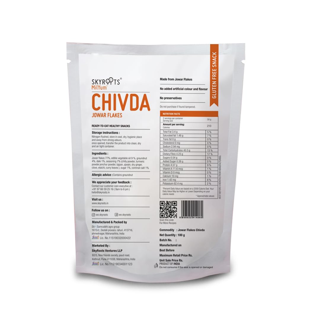 Skyroots Jowar Flakes Chivda - 100 Gm image 2