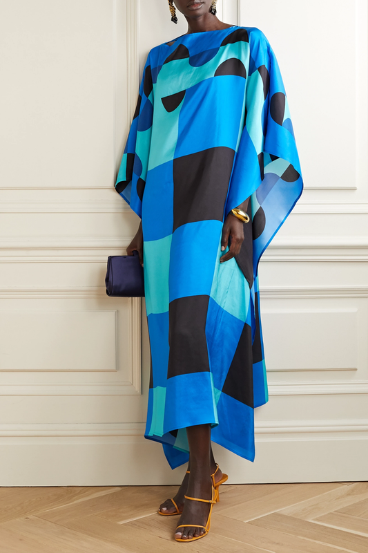 Digital Printed Caftan, Soft Silk Crepe Kaftan For Women's image 1