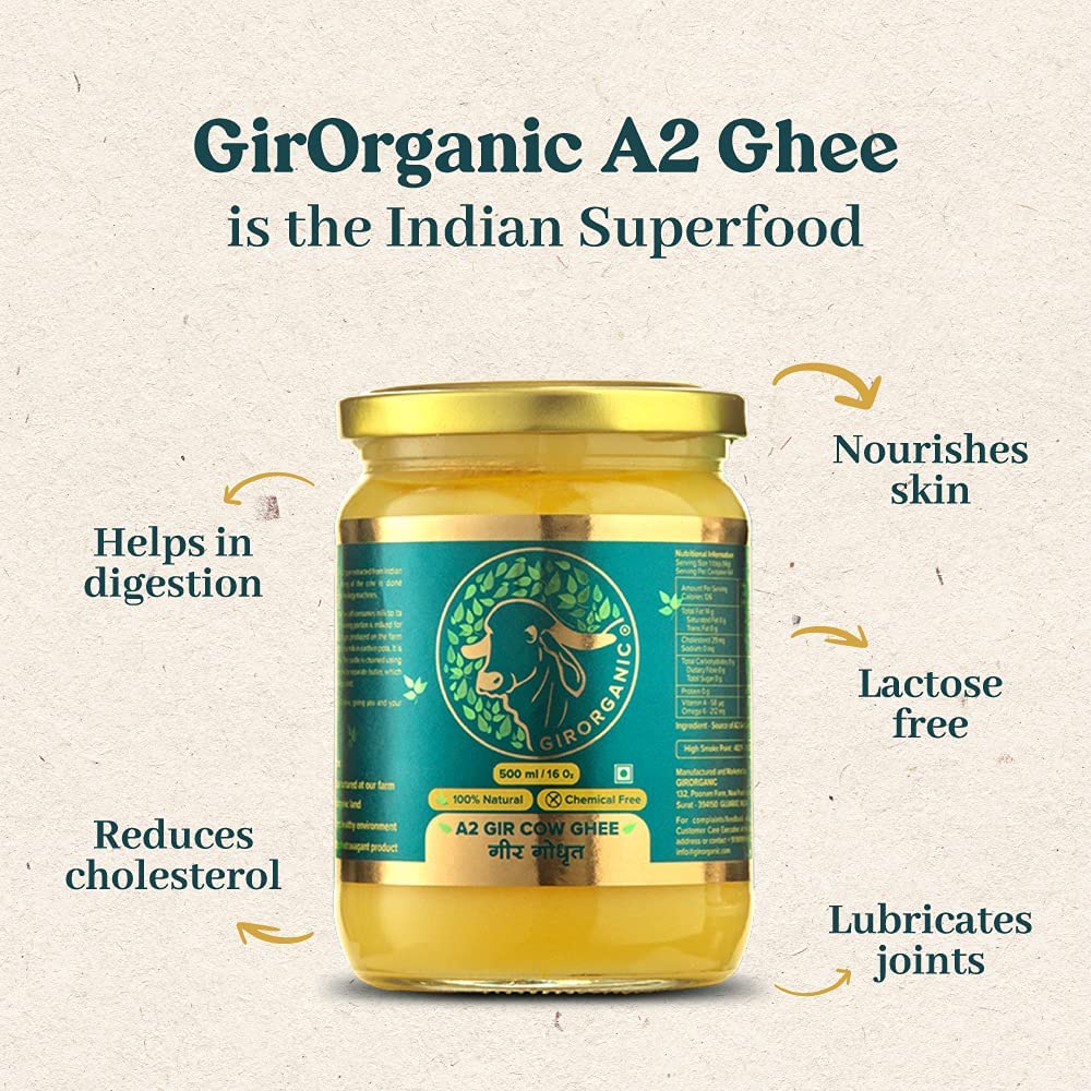 Gir Organic A2 Gir Cow Ghee - 500 gm image 2