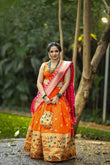 Orange Silk Paithani Weaving Zari Work Lehenga image 1