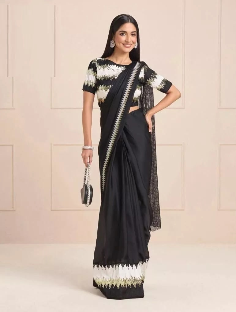 Heavy Pure Soft Georgette With Sequence Work Saree & Blouse image 2