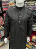 Black Banglori Silk Embroidery sequence work Men's Kurta Pajama image 4