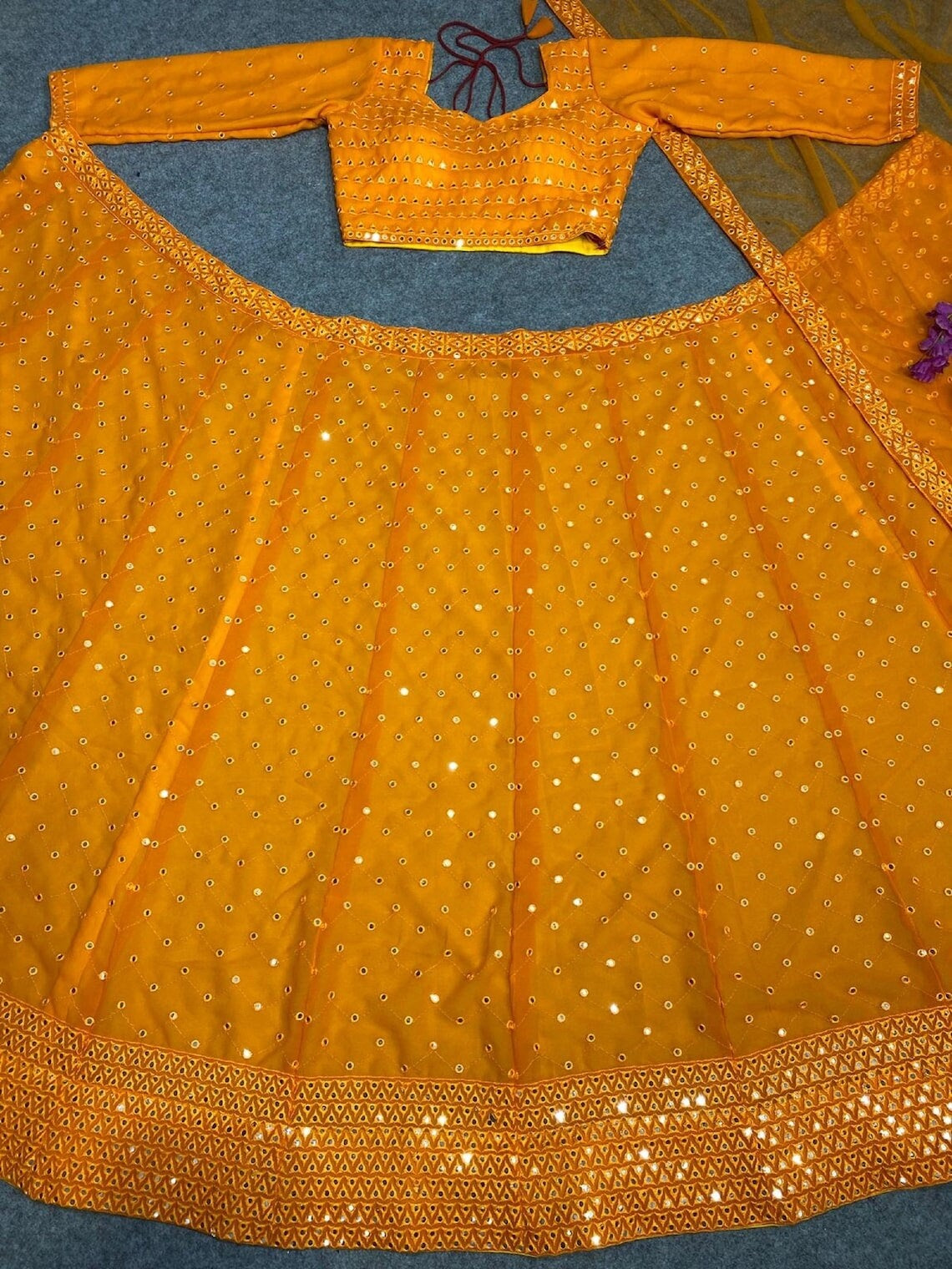 Faux Georgette With 9 MM Sequence Work Lehenga Blouse With Dupatta image 2