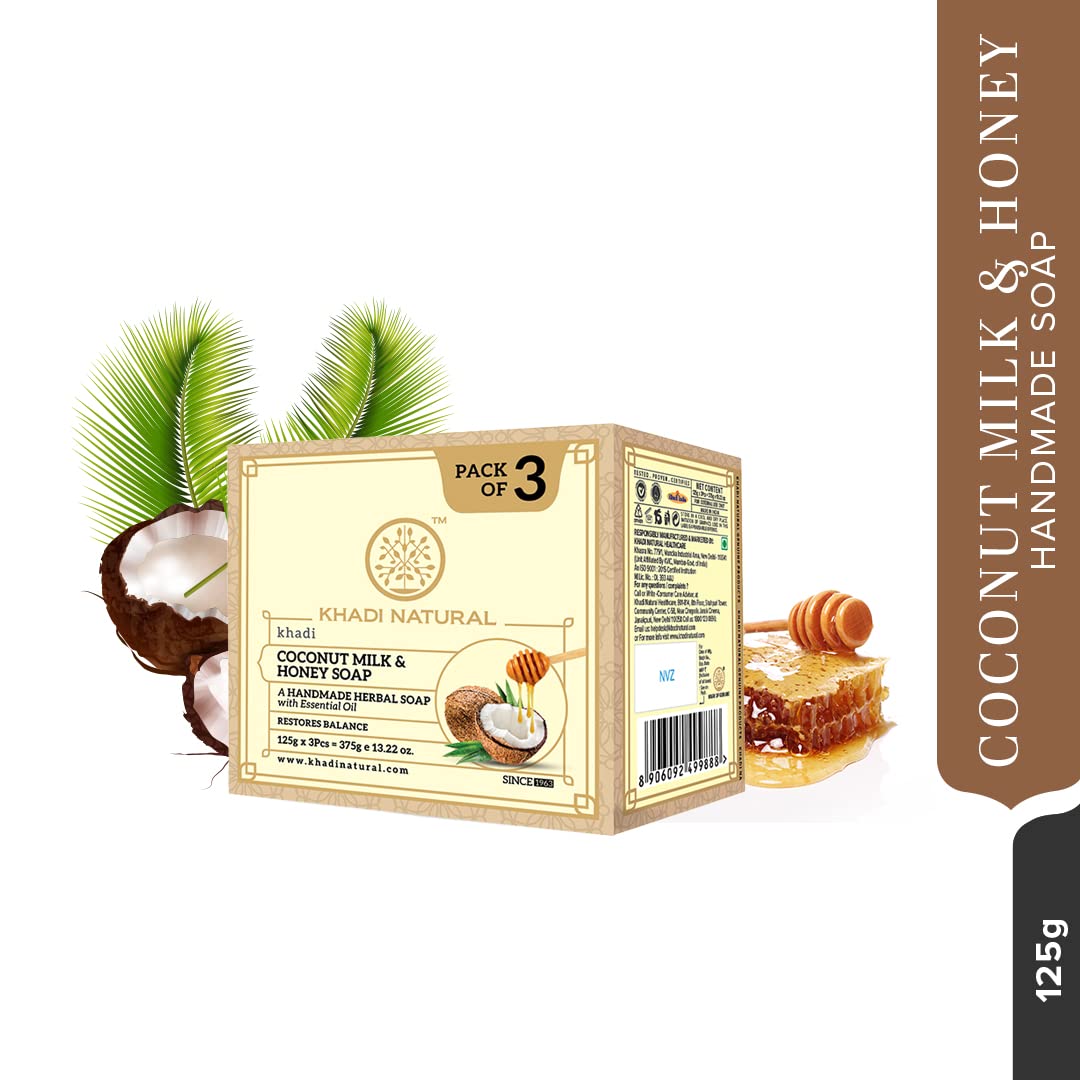 Khadi Natural Herbal Coconut Milk & Honey Soap | Pack of 3 image 2