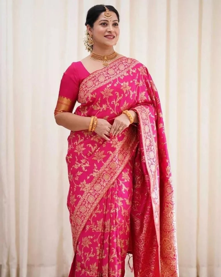 Rani Soft Lichi Silk Jacquard Work Saree image 2
