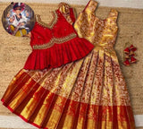 Kid's & Girls Kanjivaram Weaving Silk Traditional Wear Gown image 2