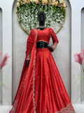 Malai Satin Silk With 3MM Sequence Work Lehenga Choli With Dupatta image 2