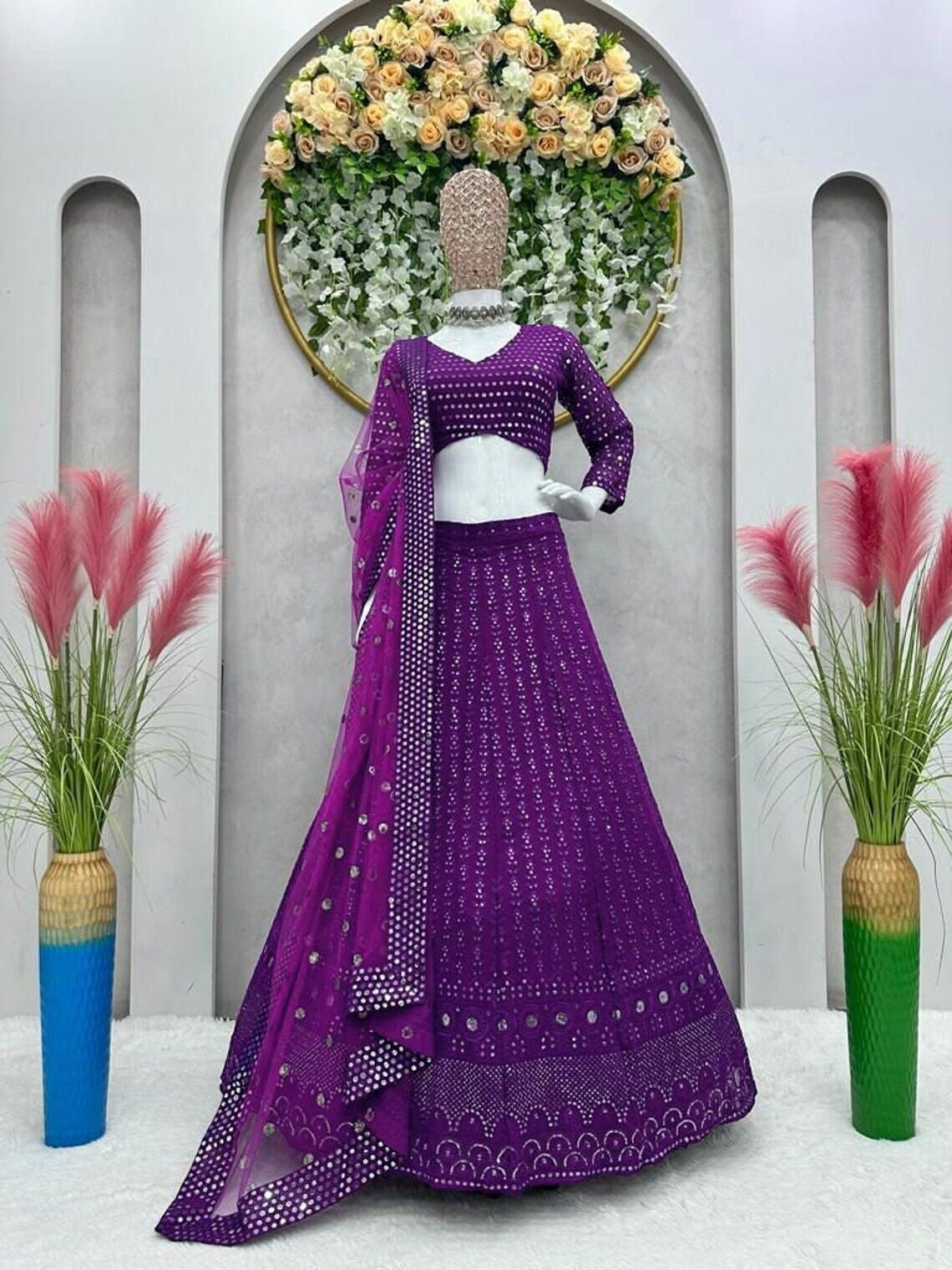 Faux Georgette With Embroidery Sequence Work Lehenga Choli With Dupatta image 2