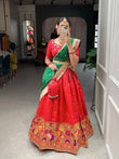Jacquard Silk & Weaving Zari Work Lehenga Blouse With Dupatta image 1