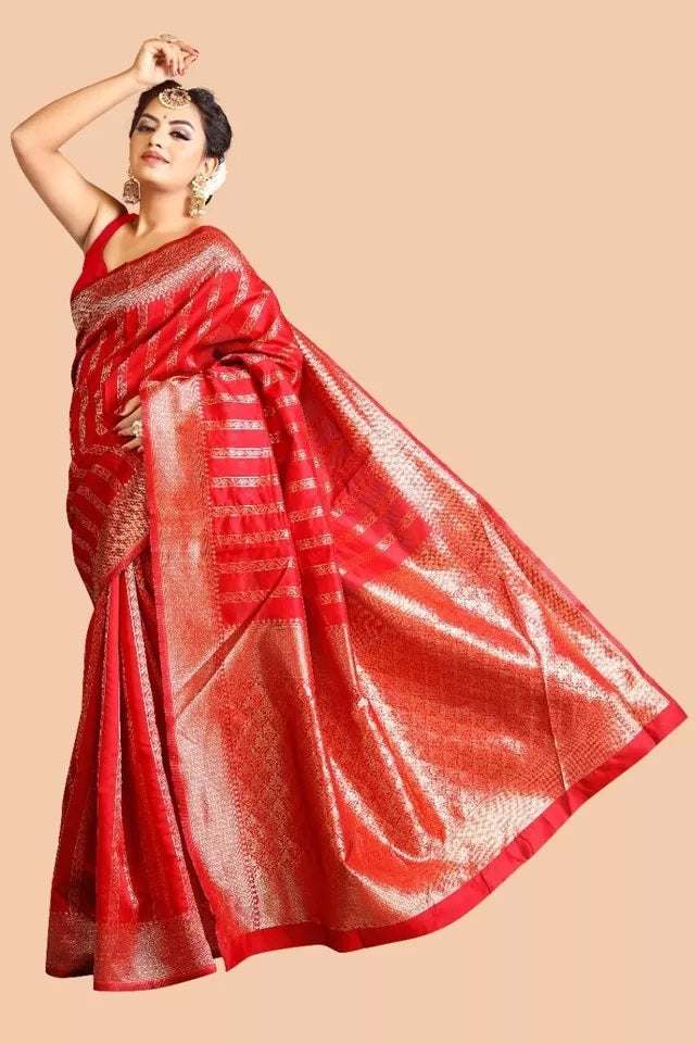 Soft Lichi Silk Saree,Indian Party Wear Sari With Blouse image 2