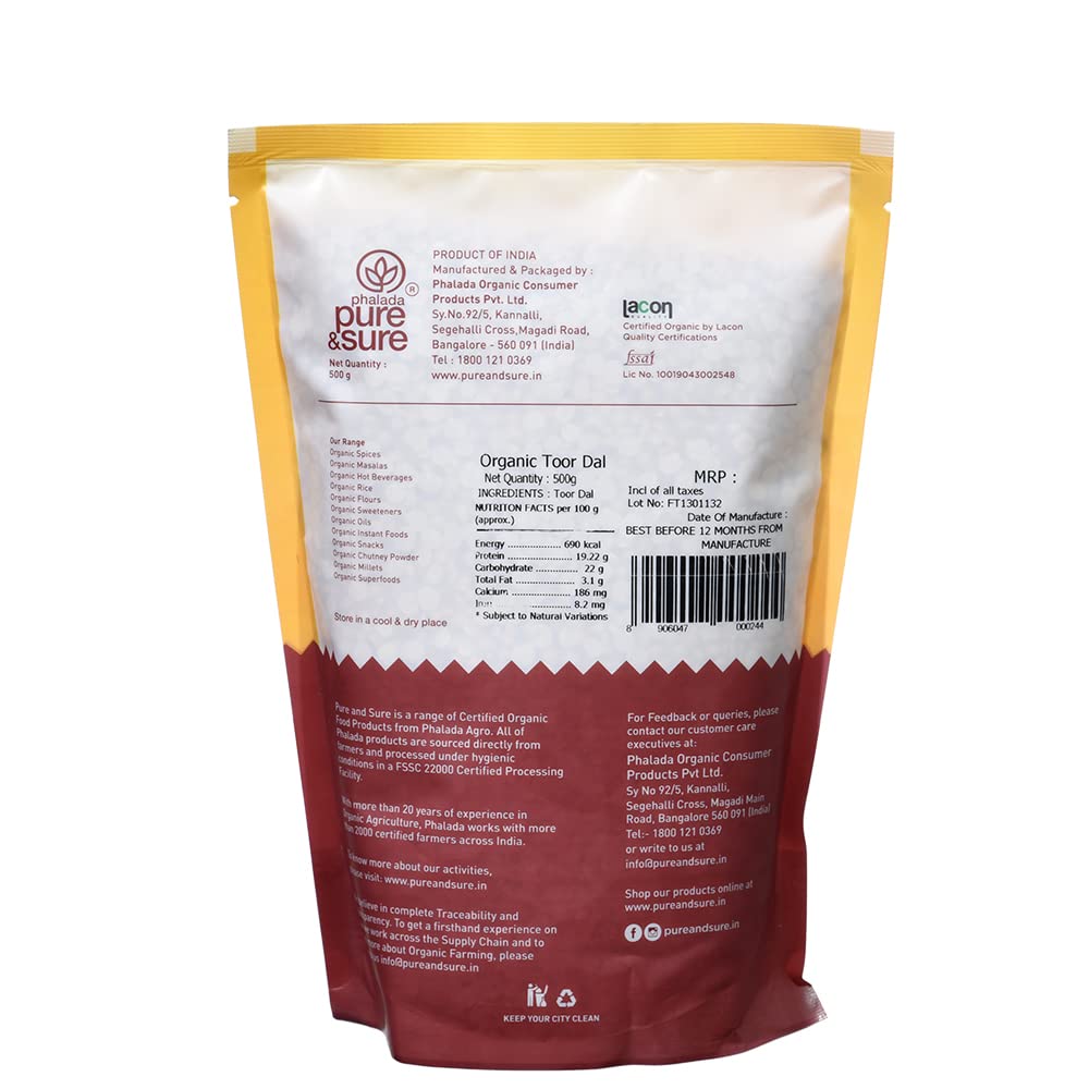 Pure & Sure Organic Toor Dal - 500 gm image 2