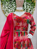 Faux Georgette Long Anarkali Top Pant Dupatta image 2
