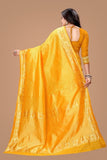 Yellow Color Soft Lichi Silk Sari image 2