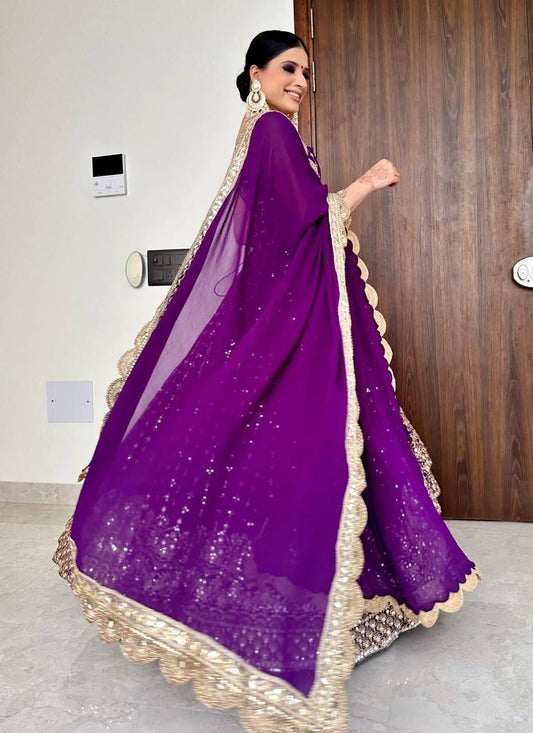 Georgette Embroider Sequence Work Gown With Dupatta image 1